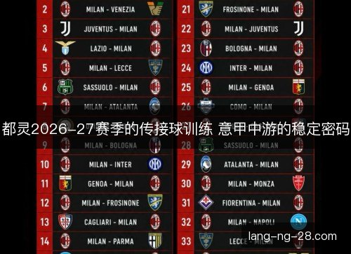 都灵2026-27赛季的传接球训练 意甲中游的稳定密码